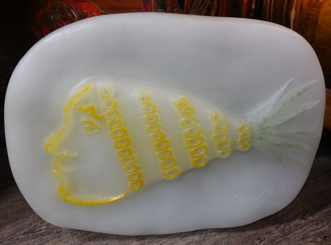 PALOMA PICASSO DAUM ART GLASS PLAQUE PINEAPPLE GIRL (1 of 7)