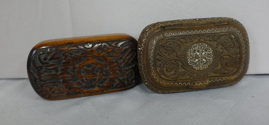 ANTIQUE TWO TURKISH PRISONER WWl HAND CARVED WOOD BOX (1 of 12)