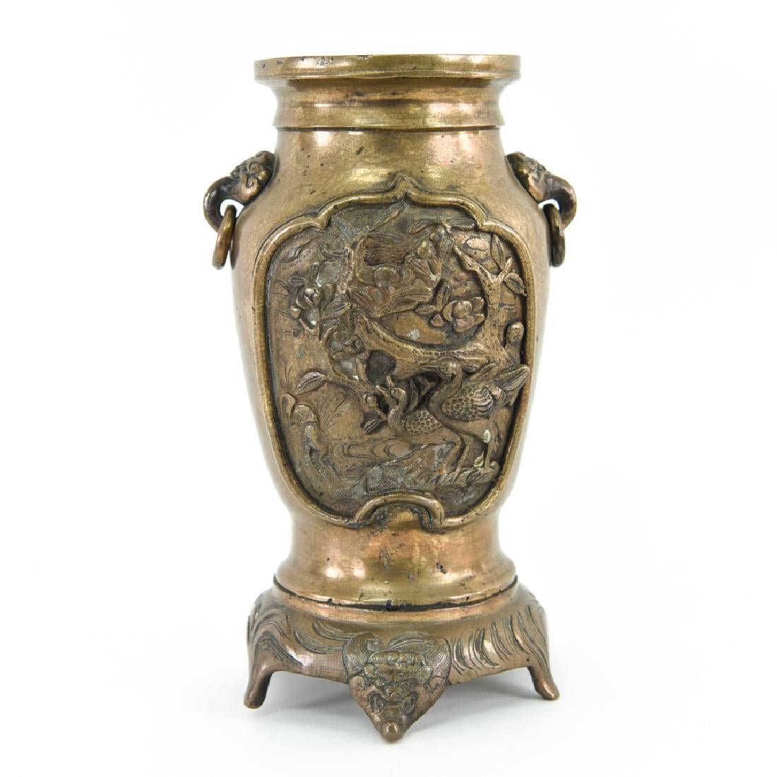 ANTIQUE BRONZE CHINESE VASE VESSEL (1 of 14)