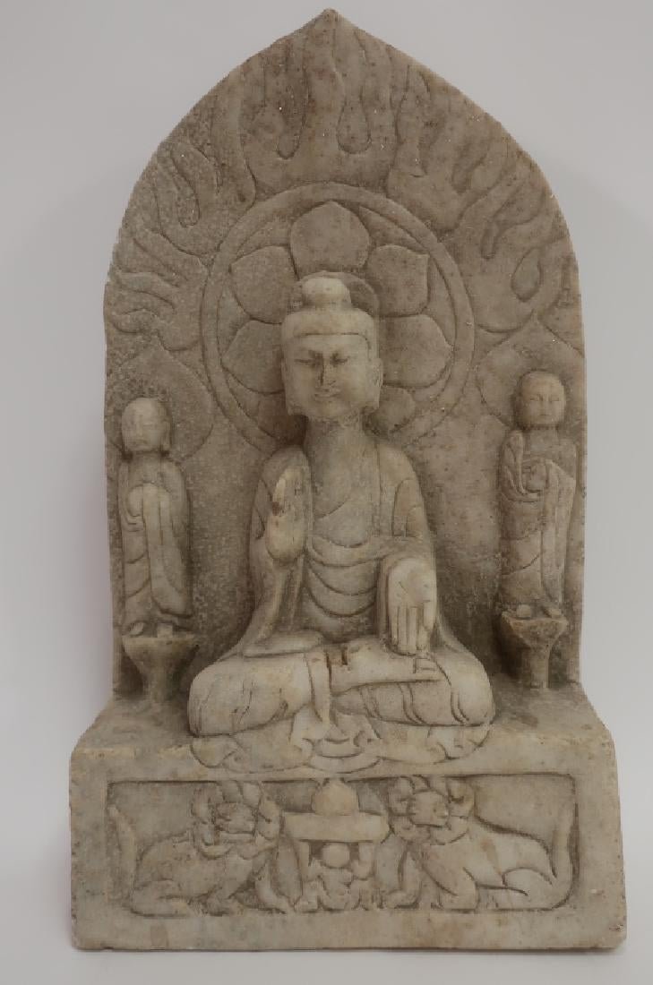CHINESE  MARBLE SEATED BUDDHA (1 of 7)