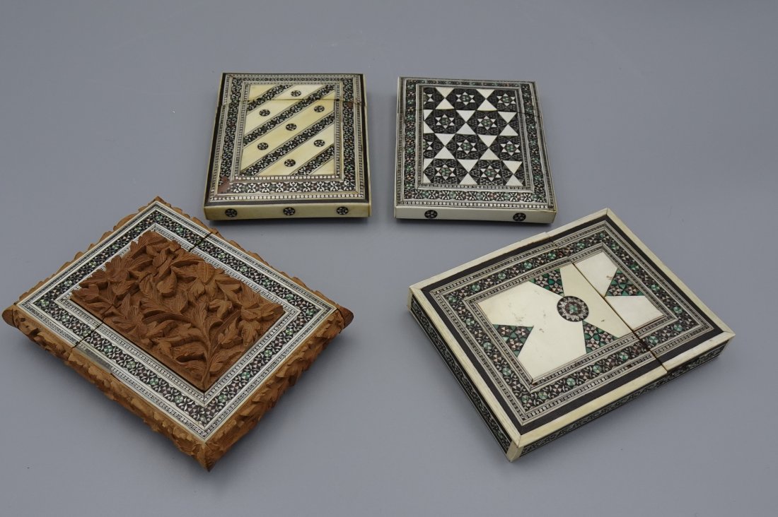 FOUR INLAID CARVED INDIAN VIZAGAPTAM CASE (1 of 6)