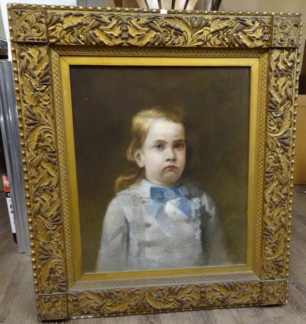 ANTIQUE GERMAN OIL ON CANVAS PORTRAIT BOY FRAMED (1 of 16)
