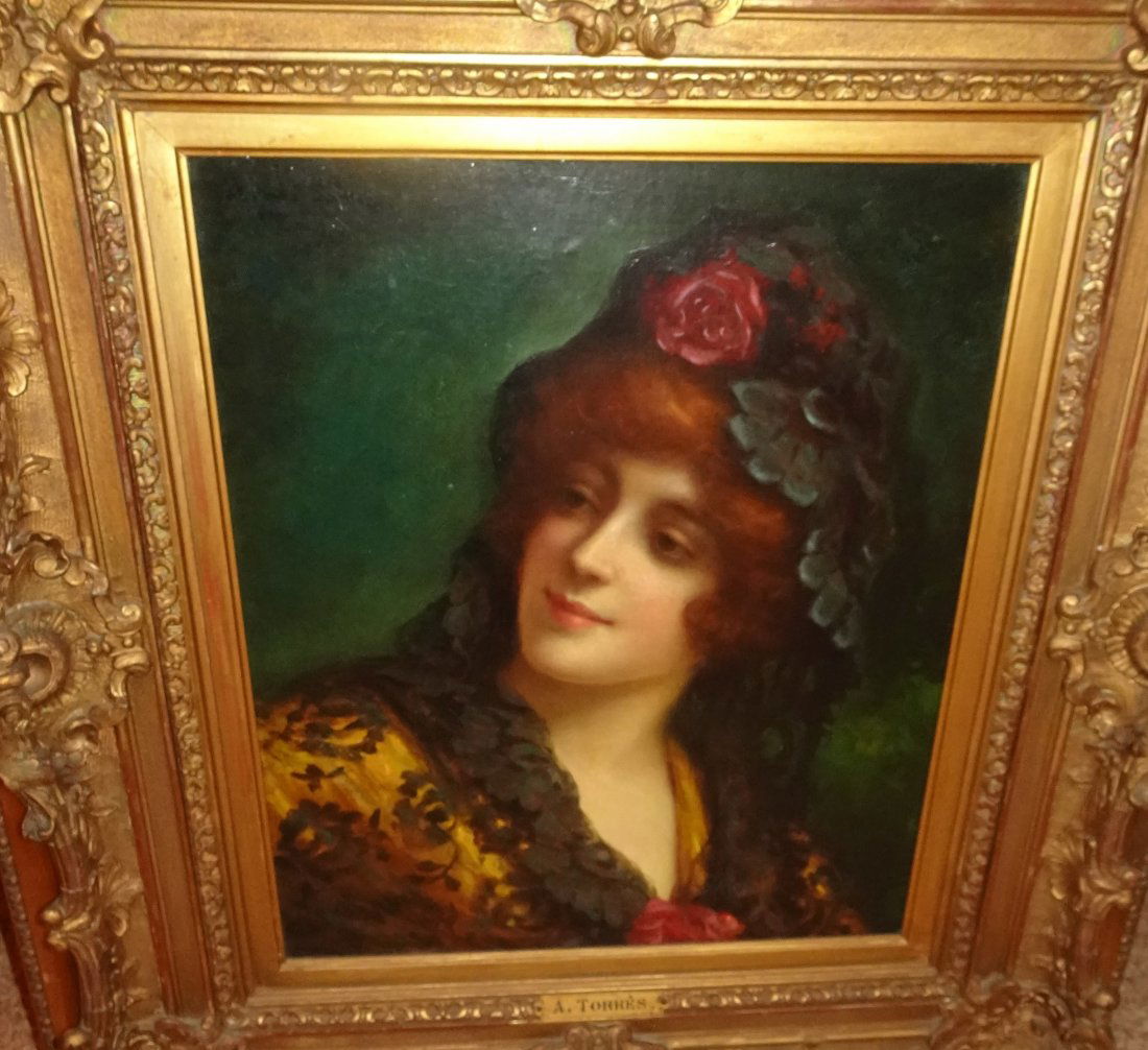 ANTIQUE OIL ON CANVAS PAINTING SPANISH ANTONIO TORRES (1 of 6)