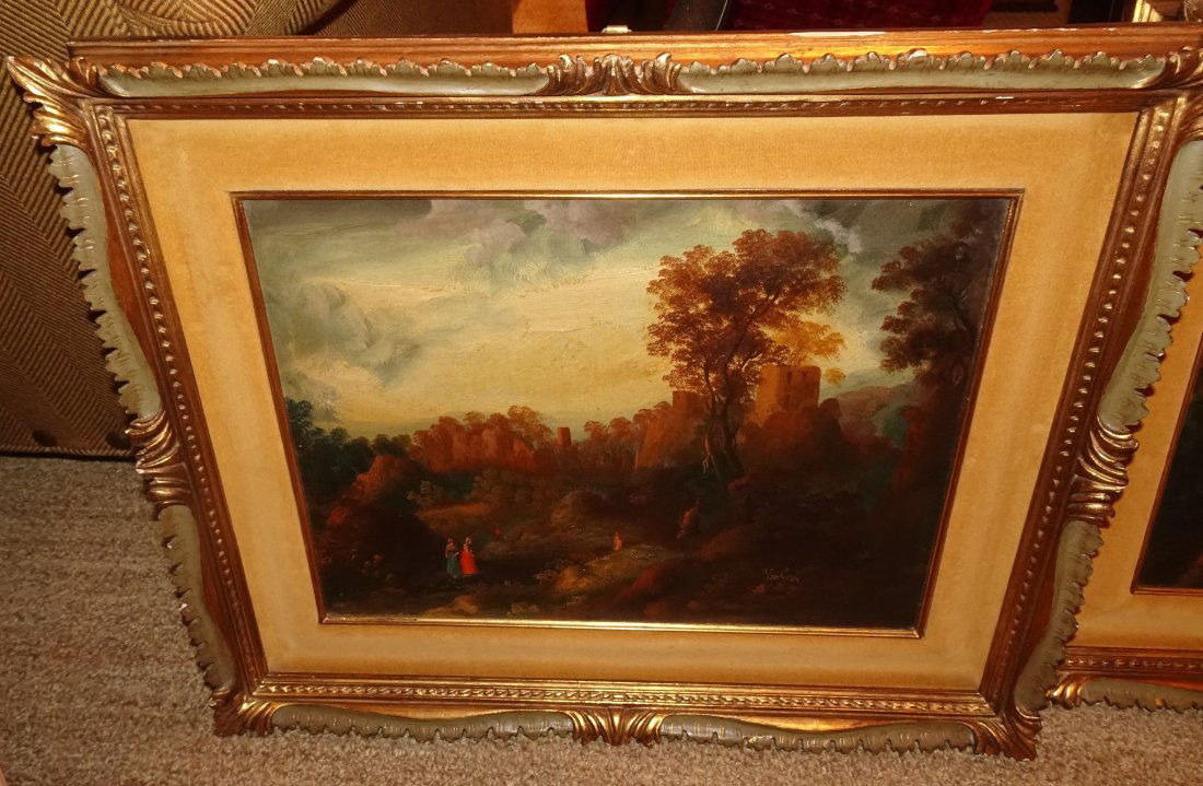 PAIR OF DUTCH LANDSCAPE PAINTINGS SIGNED VAN GRAS (1 of 8)