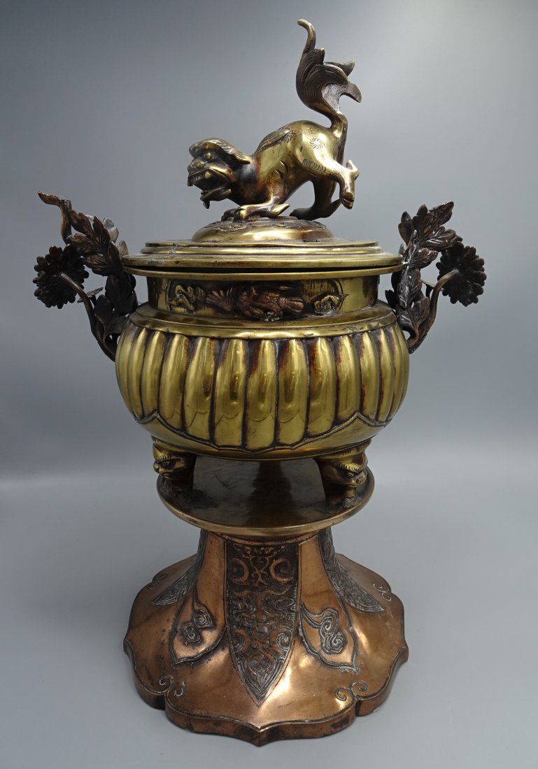 MEIJI JAPANESE MIXED METAL FOO DOG CENSER (1 of 17)