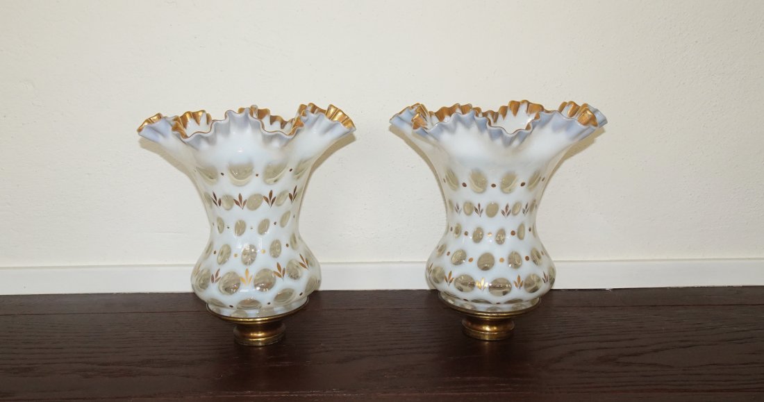 LARGE VINTAGE PAIR OF FENTON ART GLASS SHADES (1 of 11)