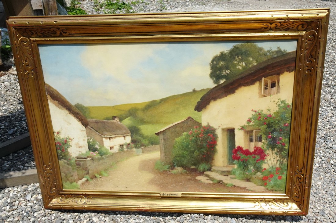 LARGE ANTIQUE BENJAMIN SIGMUND BRITISH PASTEL PAINTING: Provenance:From a very prominent New Jersey estate-Father was an artist and most items including furniture were acquired in England in the early 1900s-Some were handed down by Grandparents---Benjamin 