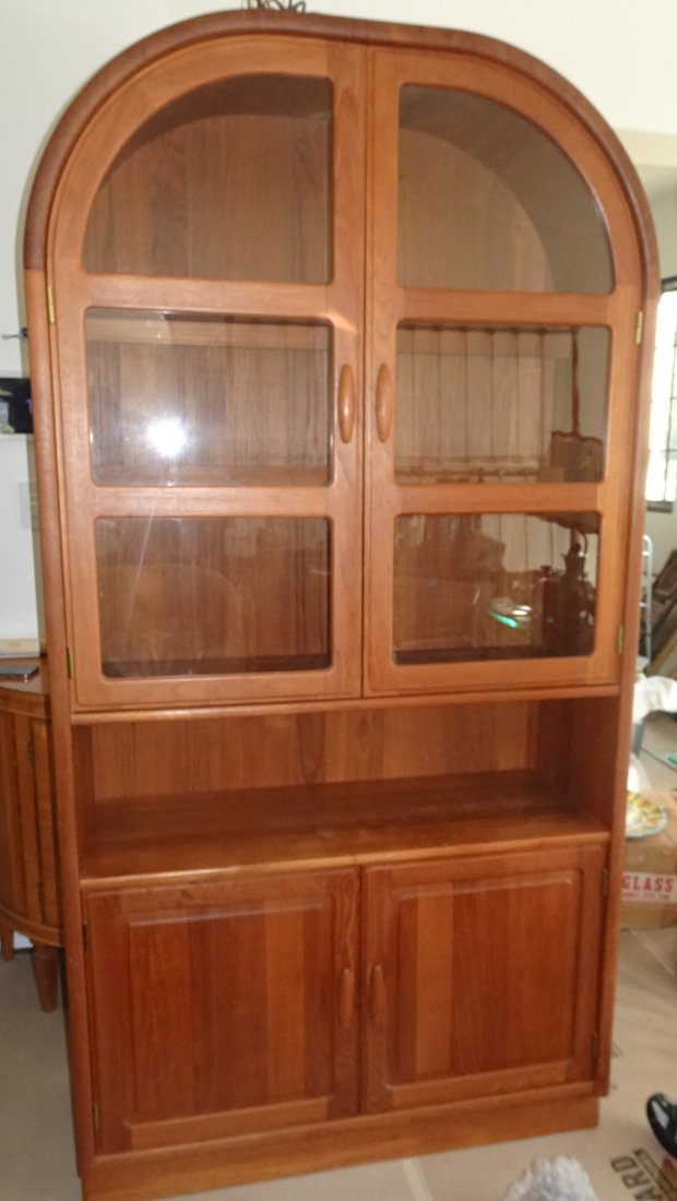 VINTAGE DANISH TEAK CABINET WITH LIGHTS FROM DRYLUND: Large Vintage Danish Modern cabinet by Drylund---Dimensions--, 40 1/2" wide, 15 3/4" deep, 78 3/4" Tall--Overall good vintage condition--Please look at my other auctions as I have several pieces of Dr