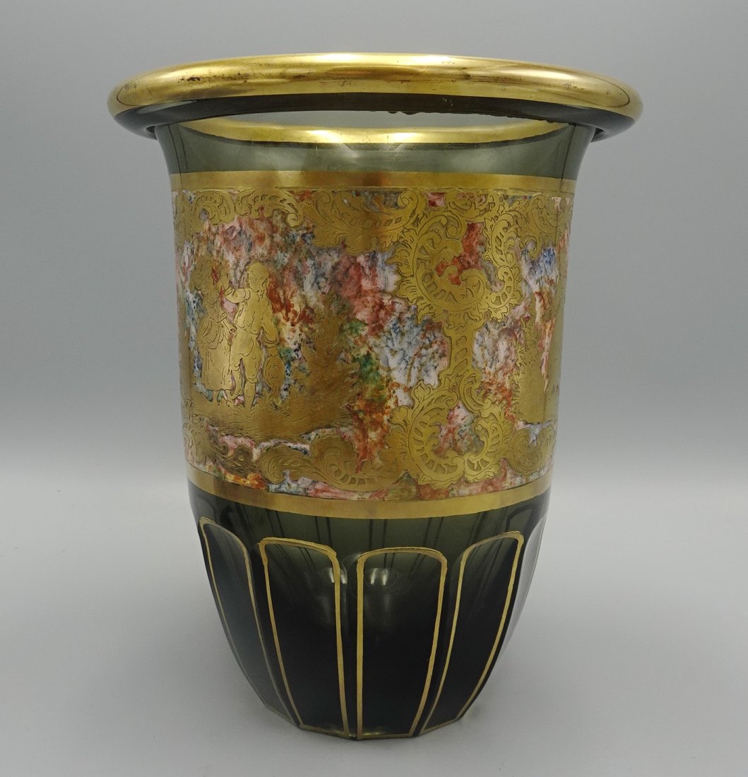 IMPORTANT RARE GILT ENAMEL MOSER ART GLASS VASE (1 of 8)