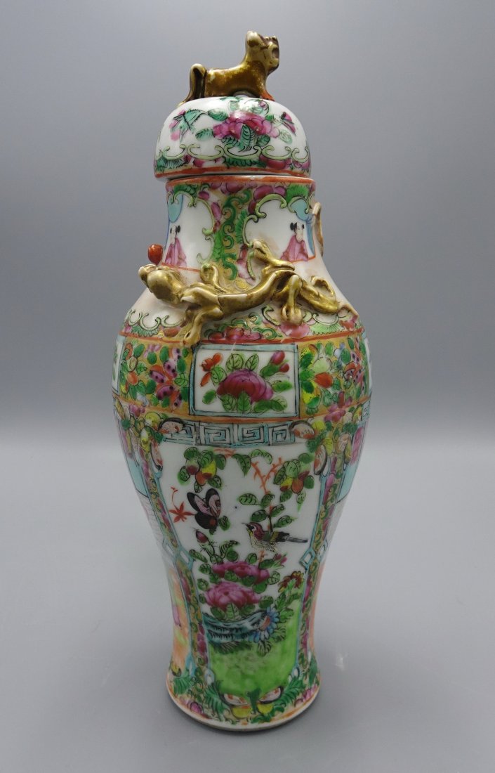 QING DYNASTY CHINESE FAMILLE ROSE PORCELAIN COVERED JAR VASE (1 of 8)