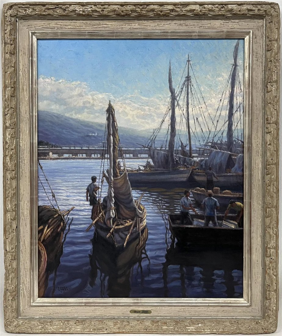 AMERICAN VIDAL OIL ON CANVAS COASTING TRADE SIGNED (1 of 5)