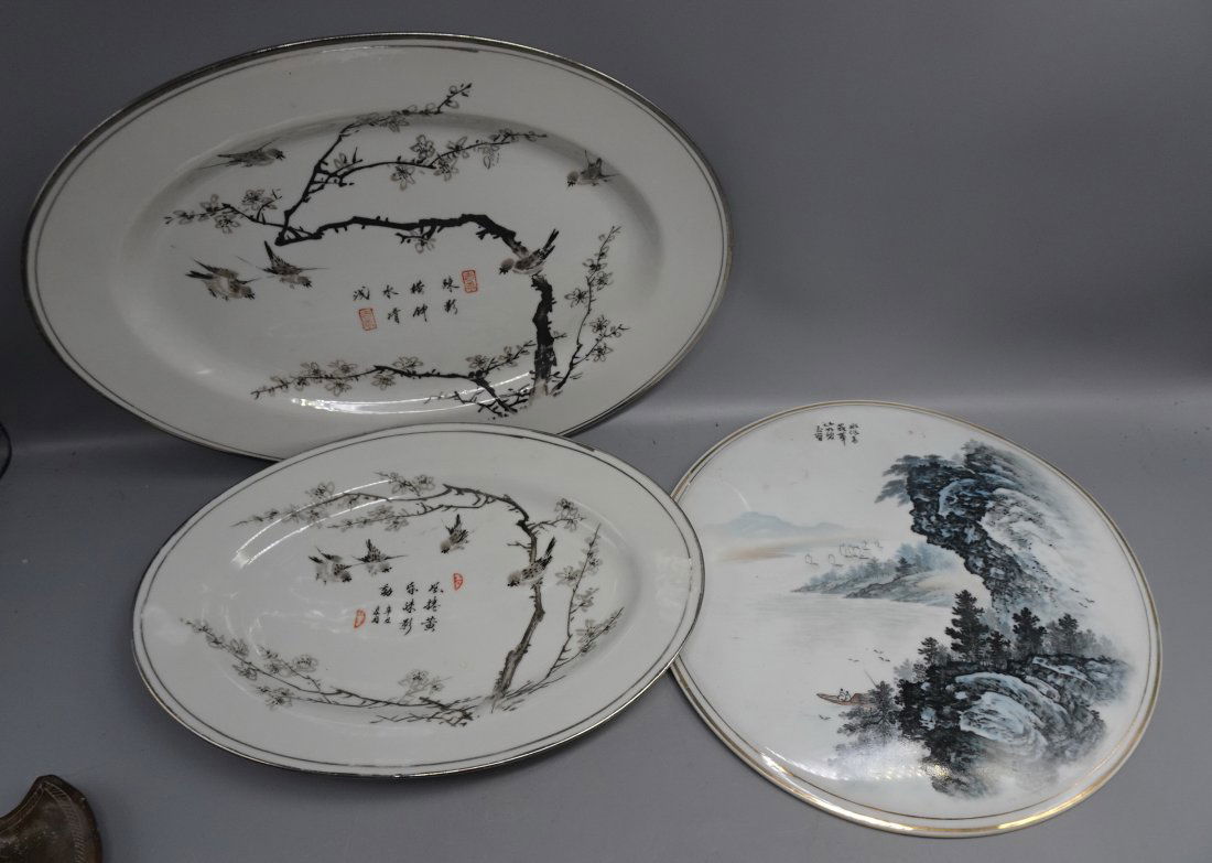 LOT OF CHINESE POEM PLATES AND PLAQUE (1 of 9)