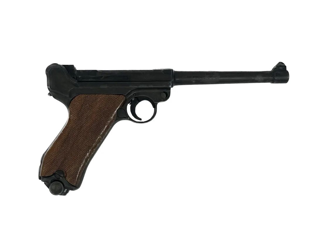 TOY LUGER HAND GUN PISTOL: Looks real and can probably scare someone!!! Luger Hand Gun Pistol Paperweight with Movable Parts and Magazine --Condition Missing the Top Part Please Refer to Photos Dimensions 10 Inches