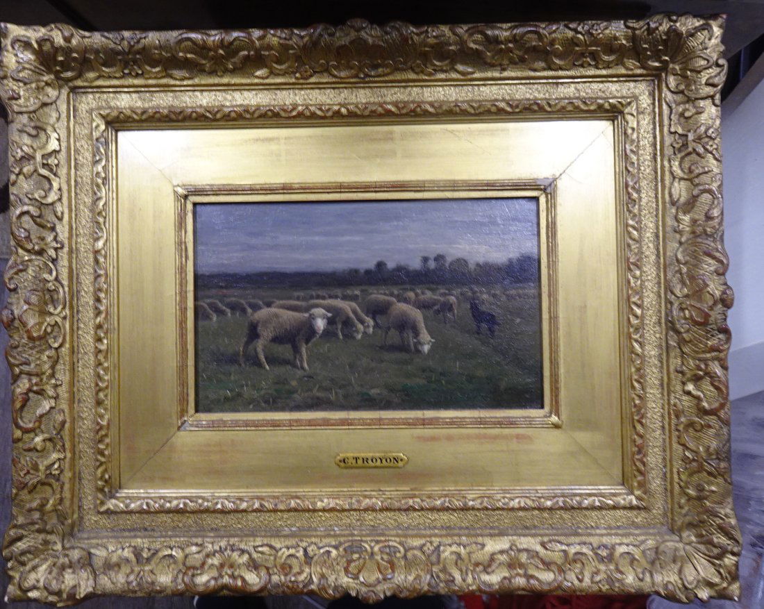 FRENCH LISTED ARTIST CONSTANT TROYON OIL ON BOARD PAINTING (1 of 6)