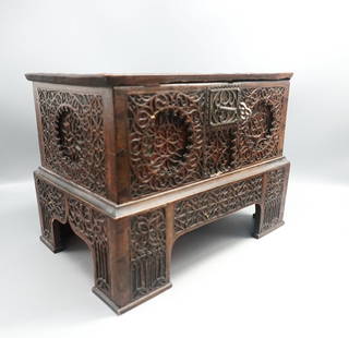 RARE IMPORTANT 16th CENTURY HAND CARVED SWISS AHORN WOOD MINIATURE CHEST: Extremely rare 16th century miniature Swiss chest-the piece was acquired in 1978 at auction that was given by 13 collection-this comes from the collection of the Baron Nathaniel De Rothschild-(famous