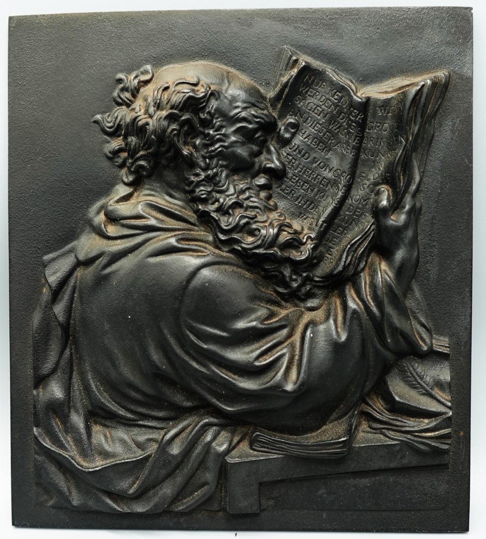 ANTIQUE CAST IRON PLAQUE MOSES (1 of 5)