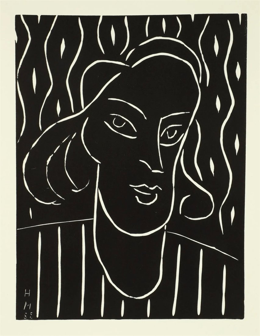 HENRI MATISSE LIOCUT TEENY 1959 EDITION: Matisse, Henri (French, 1869-1954), Teeny (Duthuit #723), originally 1938, this edition printed in 1959, linocut in black ink, image size 11.75 x 8.8 inches, unframed. This work is from the edition of