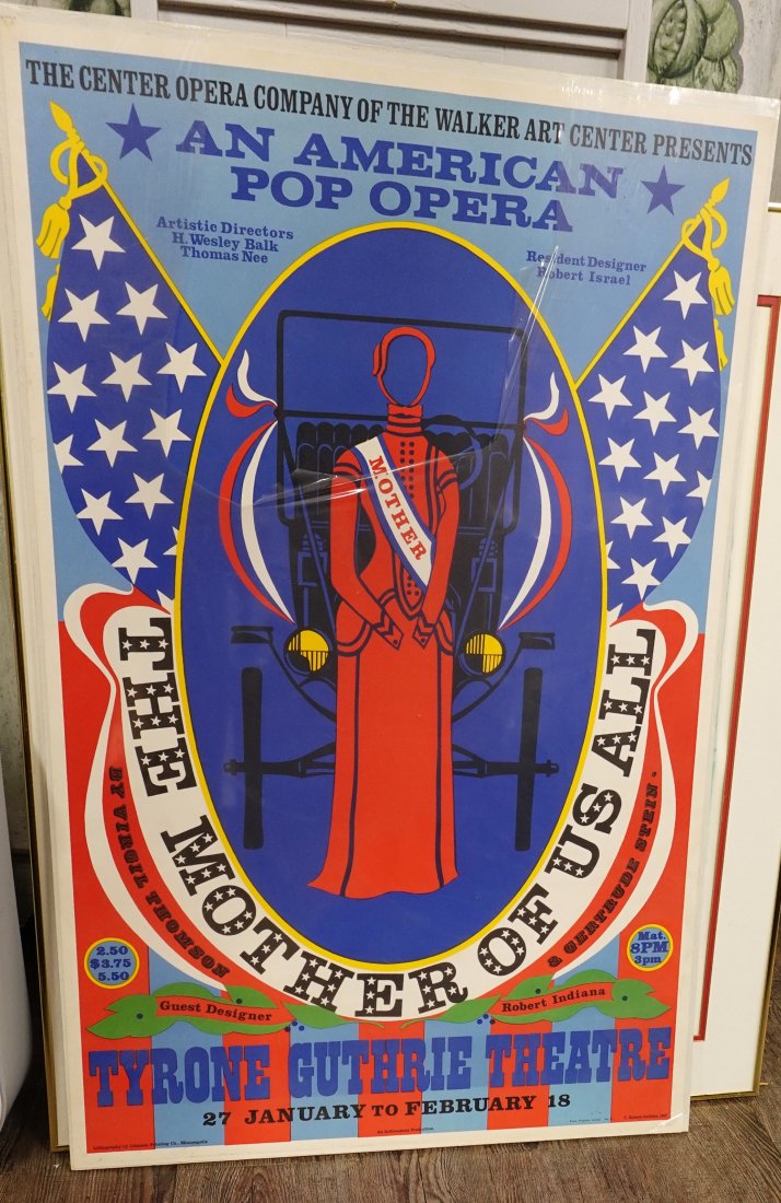 VINTAGE ROBERT INDIANA FRAMED POSTER AMERICAN POP OPERA 1967 THE MOTHER OF US ALL: Vintage Robert Indiana Framed Poster--Artist Robert Indiana created this poster for the 1967 American Pop Opera, The Mother Of Us all.Poster is limited edition no.49 as seen bottom right in beautiful