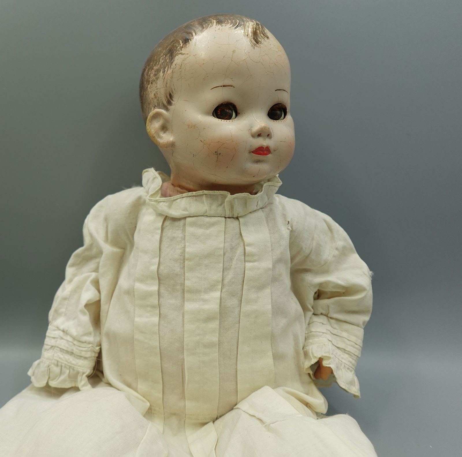 VINTAGE DOLL EFFANBEE: Nice early doll marked at head as seen-Please view photos for condition-Measures 18" tall---Provenance: From the Estate of Barbara Kanash art dealer and collector Saddle River NJ----Purchases can be p
