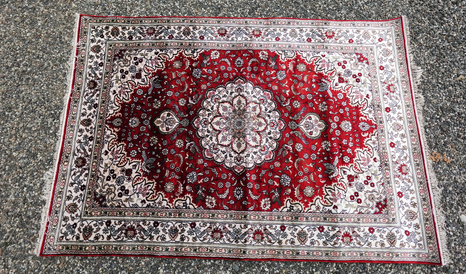 VINTAGE PERSIAN SILK TABRIZ CARPET RUG: From the Estate of Barbara Kanash art dealer and collector Saddle River NJ----Purchases can be picked up at our Ho-ho-kus gallery by appointment only- Please call 201-921-6600.ALL small and medium siz