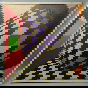 VICTOR VASARELY French-Hungarian OP MIXED MEDIA ON CANVAS SIGNED: fascinating Vintage piece of art by Victor Vasarely, a renowned French-Hungarian artist known for his contributions to the Op Art movement. Mixed media on canvas measures 16" x 16" and is signed on th