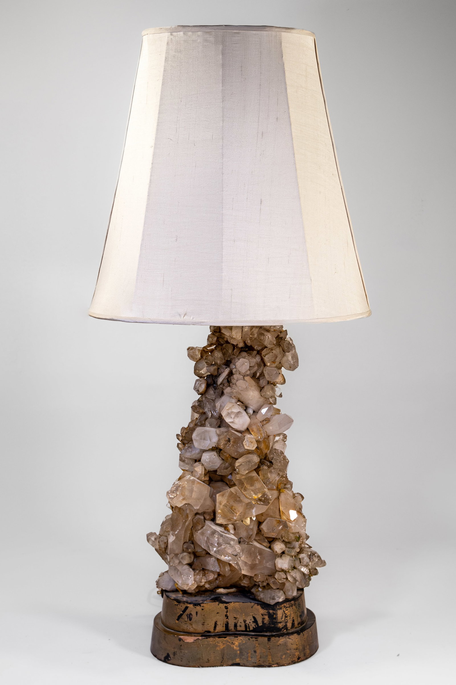 LARGE VINTAGE CAROLE STUPELL QUARTZ CRYSTAL MOUNTED TABLE LAMP (1 of 8)