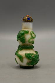 ANTIQUE CHINESE PEKING GLASS DRAGON SNUFF BOTTLE (1 of 6)