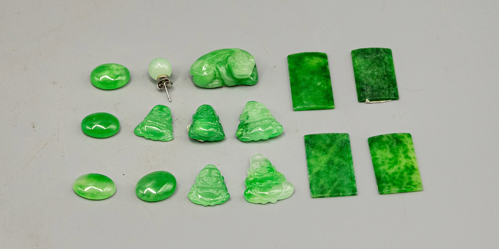 LARGE LOT VINTAGE JADE CARVED CHINESE BUDDHA JEWELRY PENDANT STATUE (1 of 13)