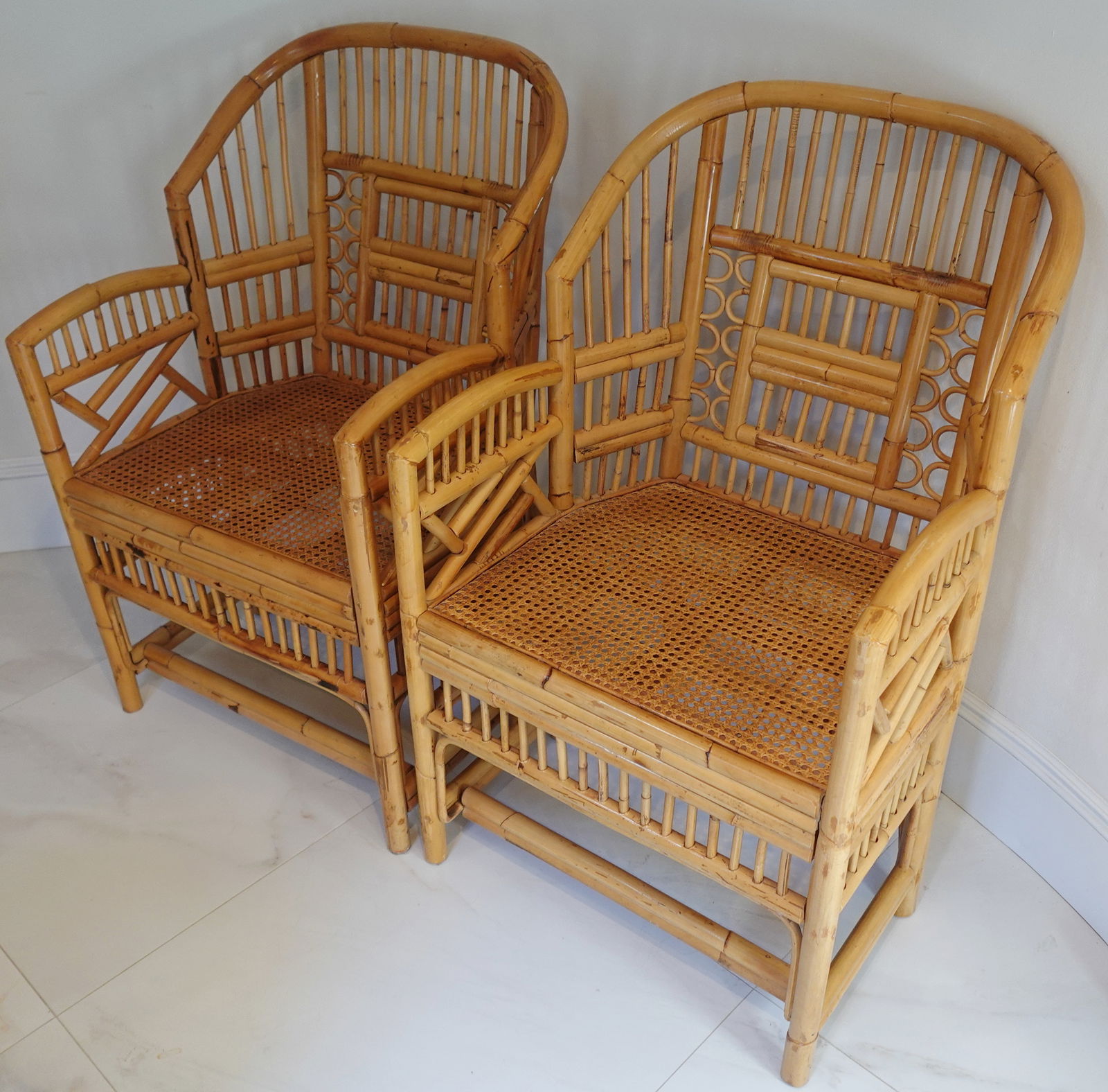 PAIR OF VINTAGE BAMBOO RATTAN BRIGHTON PAVILLION CHAIR (1 of 8)