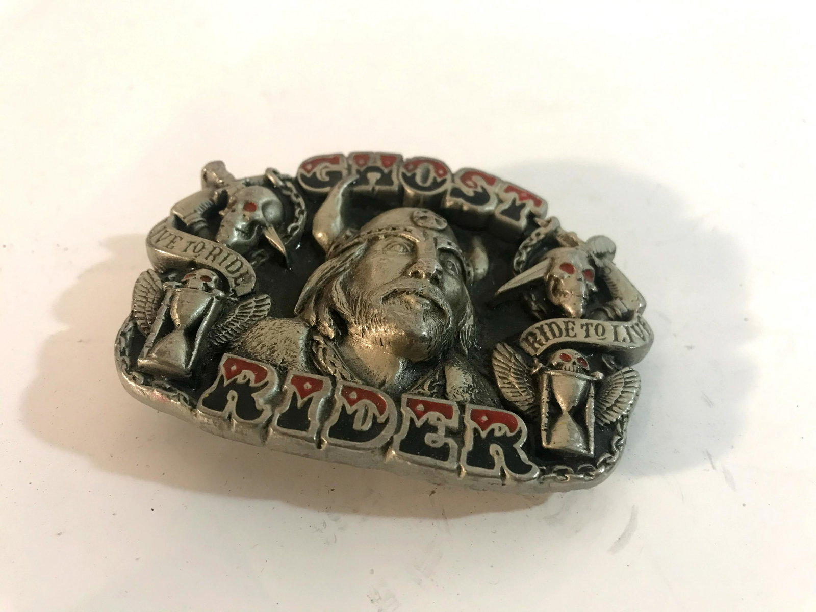 Viking Ghost Rider Biker belt buckle: Viking Ghost Rider Biker Motorcycle High quality metal buckle belt buckle Please view all photos as they are part of the description and condition of this Item, Feel free to contact me with questions 