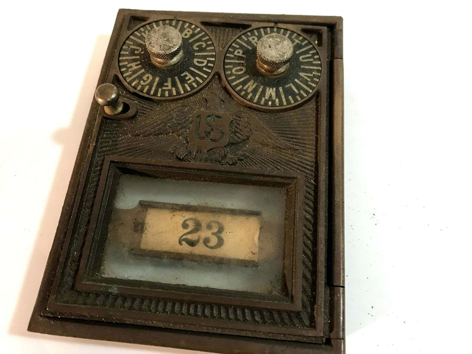 Bald Eagle Postal Office Lock Door: Antique US Bald Eagle Postal Bank Post Office Mail Box Safe Lock Door Only Please view all photos as they are part of the description and condition of this Item, Feel free to contact me with questions