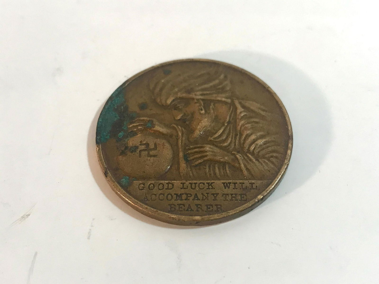 Swami - Good Luck - All Seeing Eye - 1920s Coin: Please view all photos as they are part of the description and condition of this Item, Feel free to contact me with questions or picture requests!. Used Item AS IS