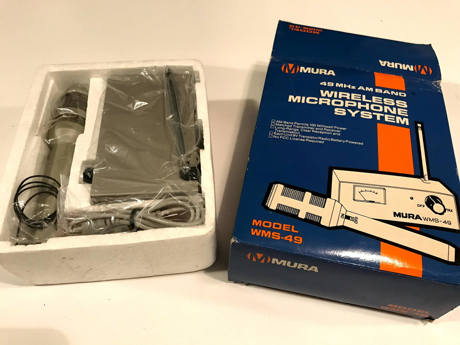 MURA 49 MHz WIRELESS MICROPHONE SYSTEM: MURA 49 MHz WIRELESS MICROPHONE SYSTEM WMS-49 New Please view all photos as they are part of the description and condition of this Item, Feel free to contact me with questions or picture requests!.