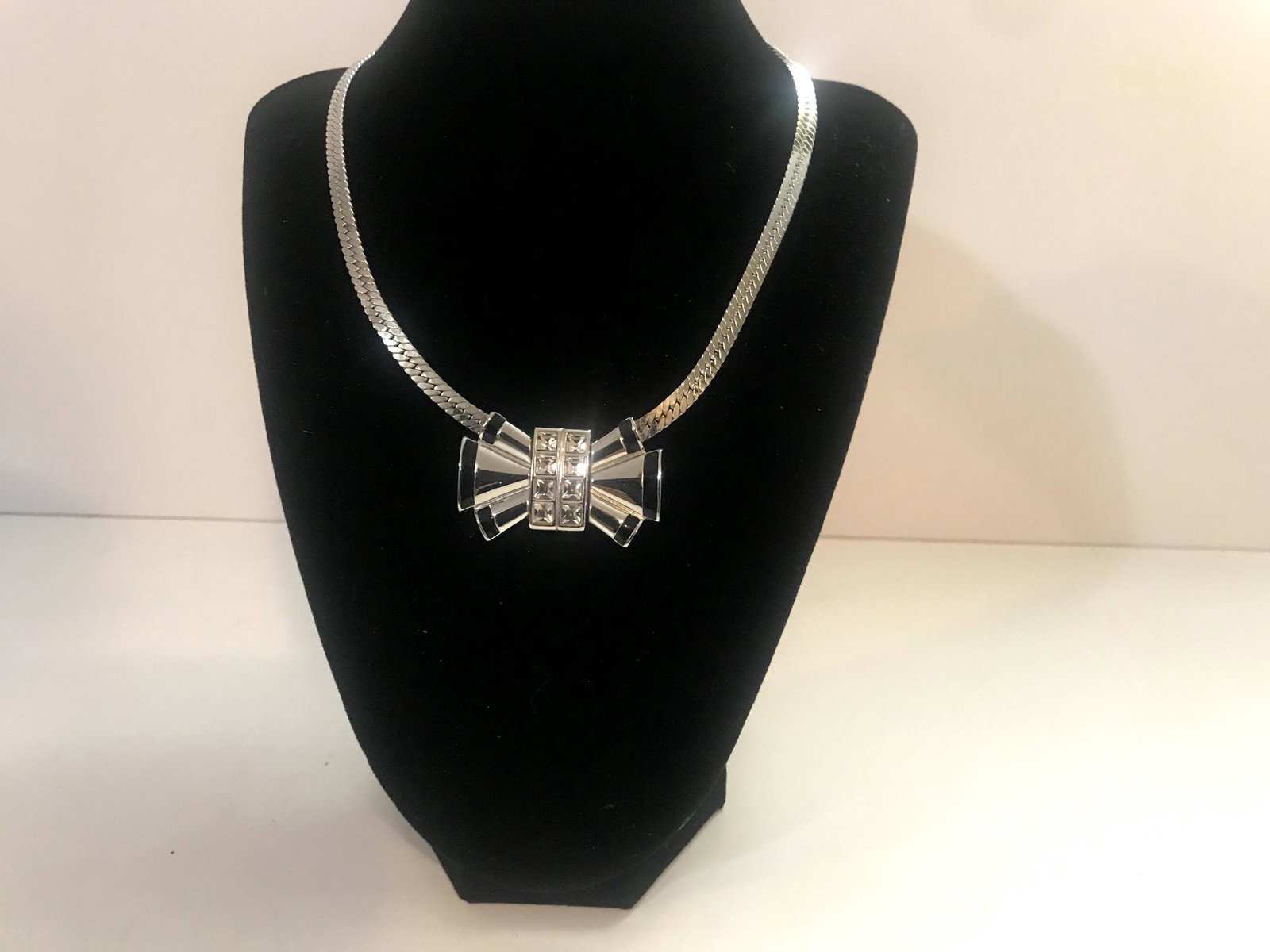 Vintage Silver Choker with Diamonds Necklace 7": Vintage Silver Choker with Diamonds Necklace with black enamel 7" Please view all photos as they are part of the description and condition of this Item, Feel free to contact me with questions or pictu