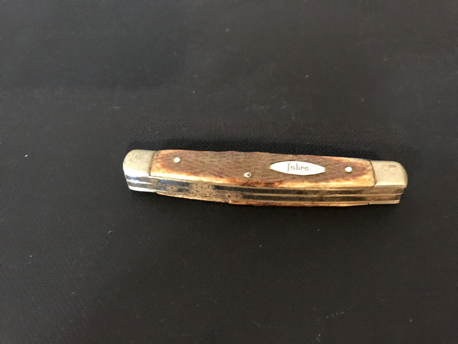 Vintage 2 Blade SABRE Pocket Knife Stag Handle: Vintage 2 Blade SABRE Pocket Knife Stag Handle Please view all photos as they are part of the description and condition of this Item, Feel free to contact me with questions or picture requests Used It