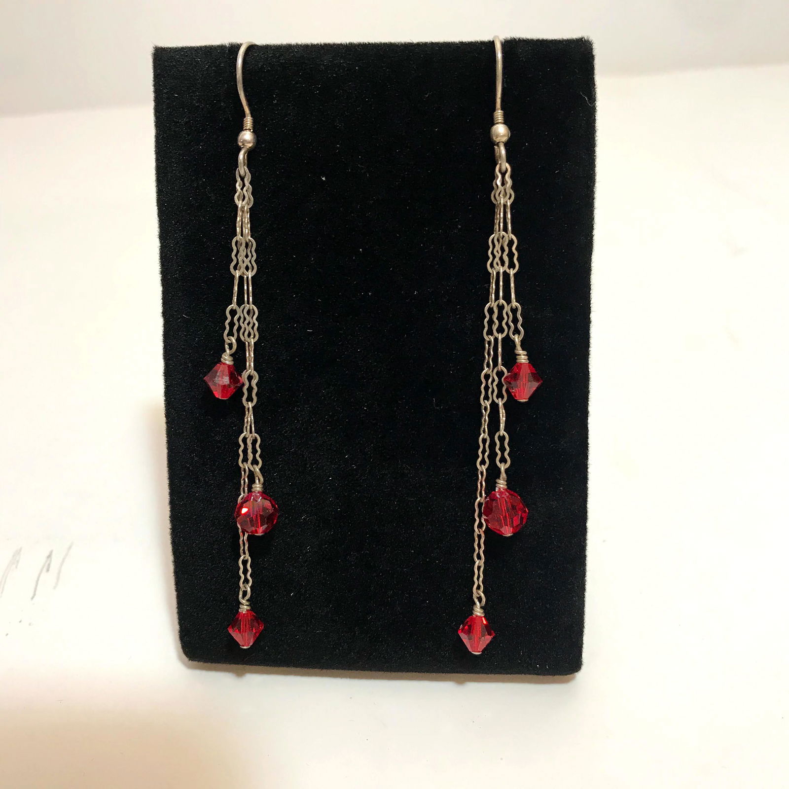 Sterling Silver Red Swarovski Crystal Earrings (1 of 4)