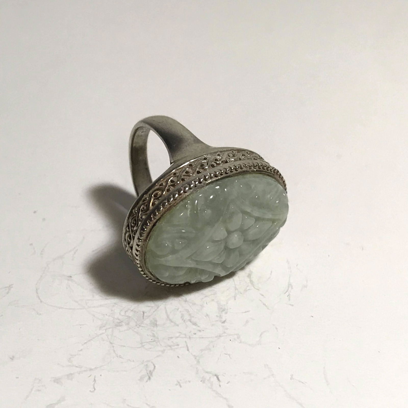 Vintage Solid sterling silver Lime Green Ring (1 of 4)