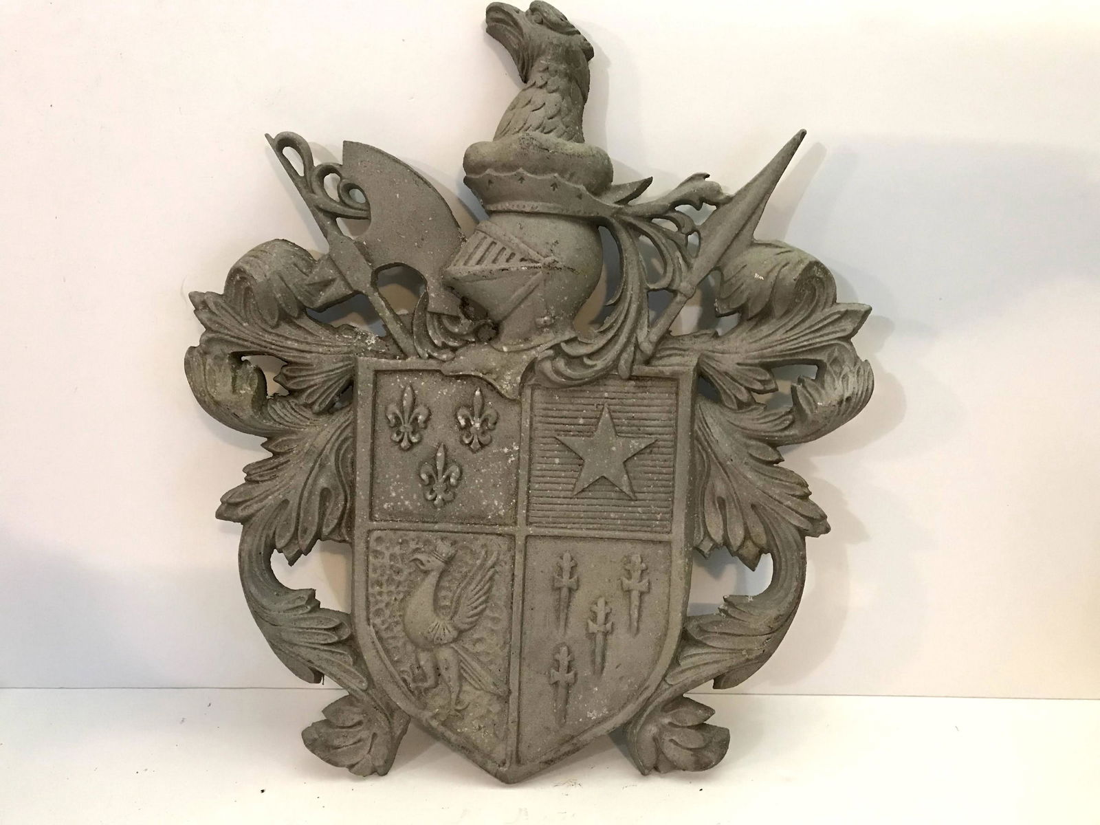 Vintage Cast Iron Code of Arms: Antique Cast Iron Coat Of Arms Wall 2x18 Please view all photos as they are part of the description and condition of this Item, Feel free to contact me with questions or picture requests Used Item AS