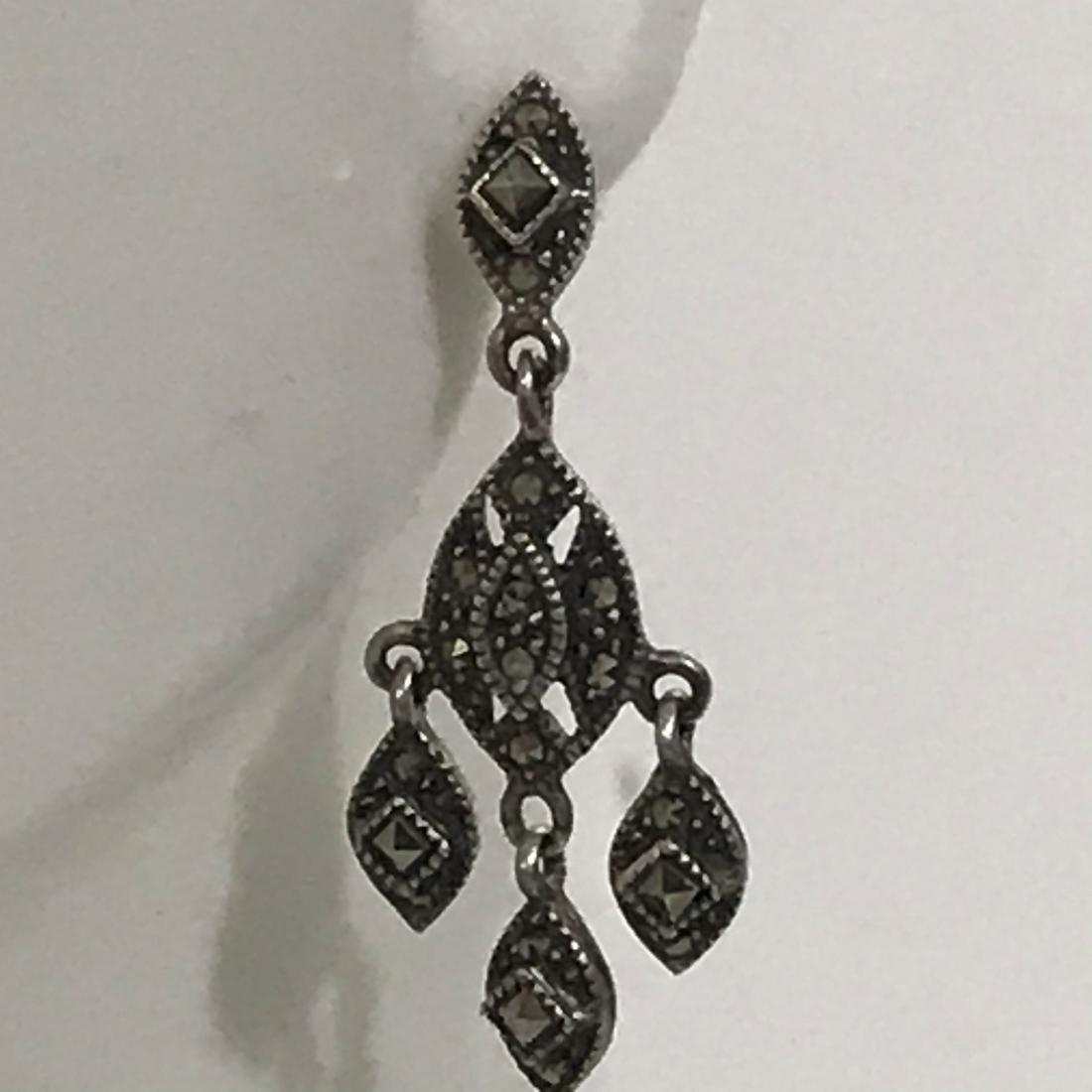 Earrings Vintage Marcasite Sterling Silver Earrings: Earrings Vintage Marcasite Sterling Silver Earrings Please view all photos as they are part of the description and condition of this Item, Feel free to contact me with questions or picture requests!