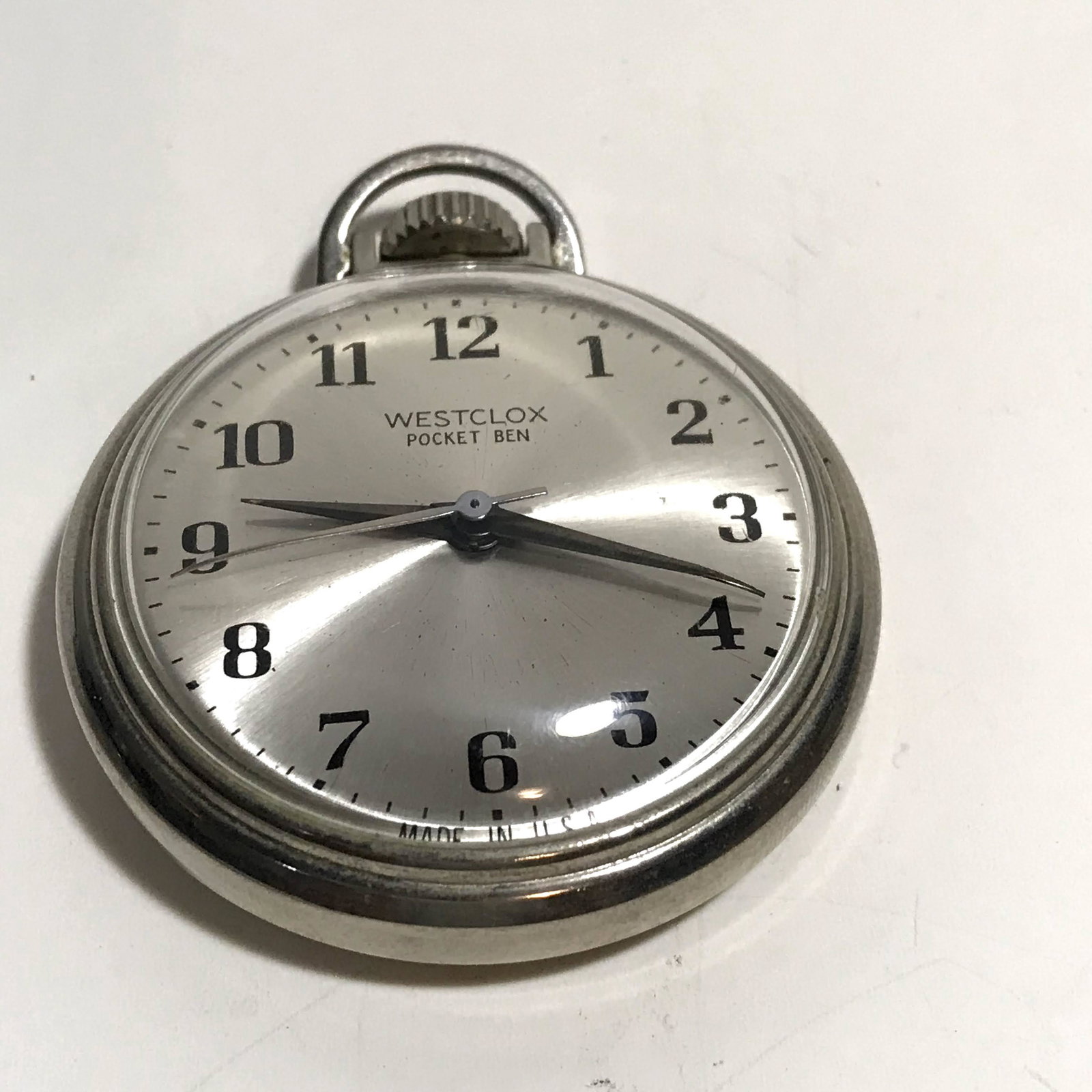 Westclox Pocket Ben Pocket Watch: Westclox Pocket Ben Pocket Watch Please view all photos as they are part of the description and condition of this Item, Feel free to contact me with questions or picture requests Used Item AS IS