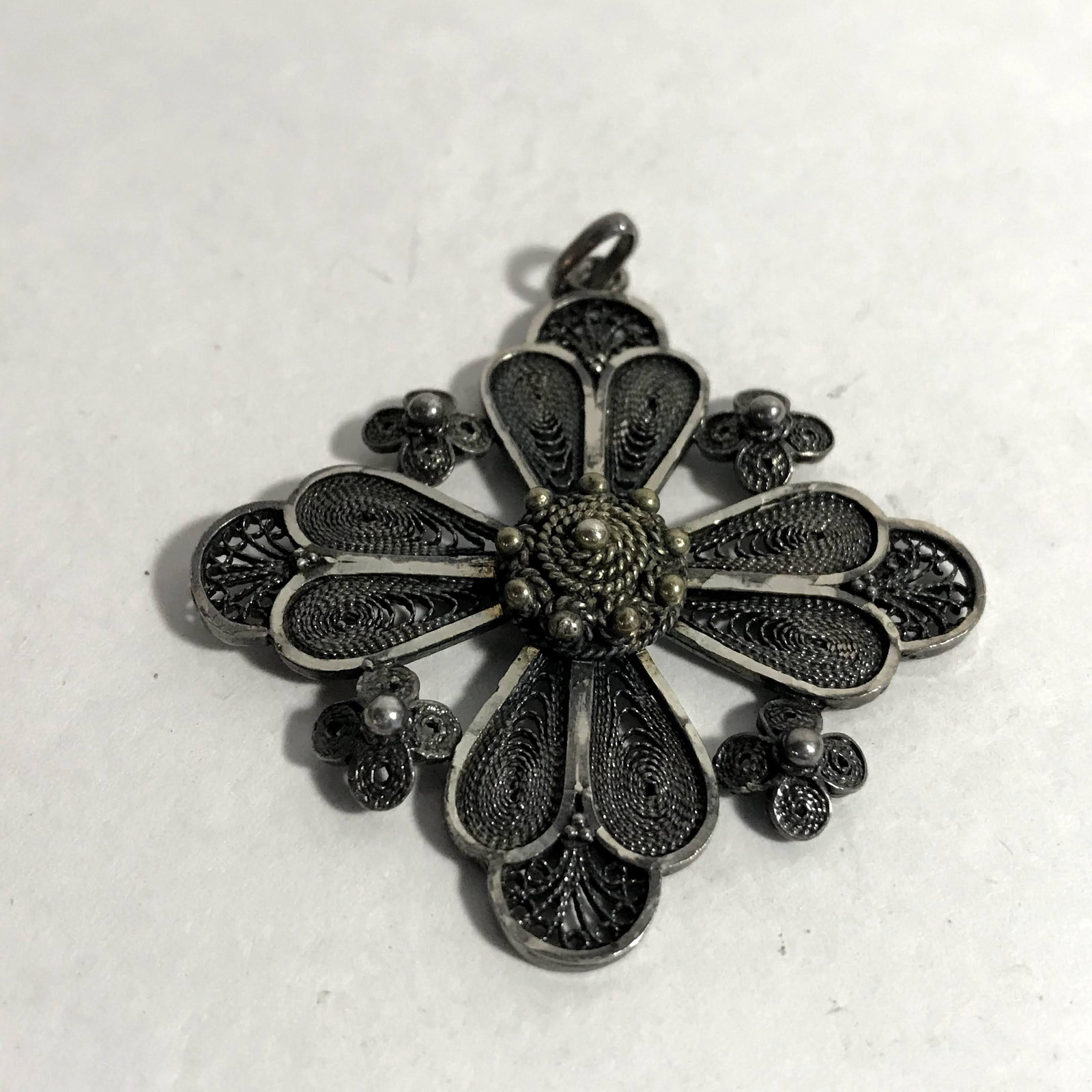 Antique Vintage Nouveau 925 Sterling Silver Catholic: Antique Vintage Nouveau 925 Sterling Silver Catholic Charm Pendant 2" Please view all photos as they are part of the description and condition of this Item, Feel free to contact me with questions or p