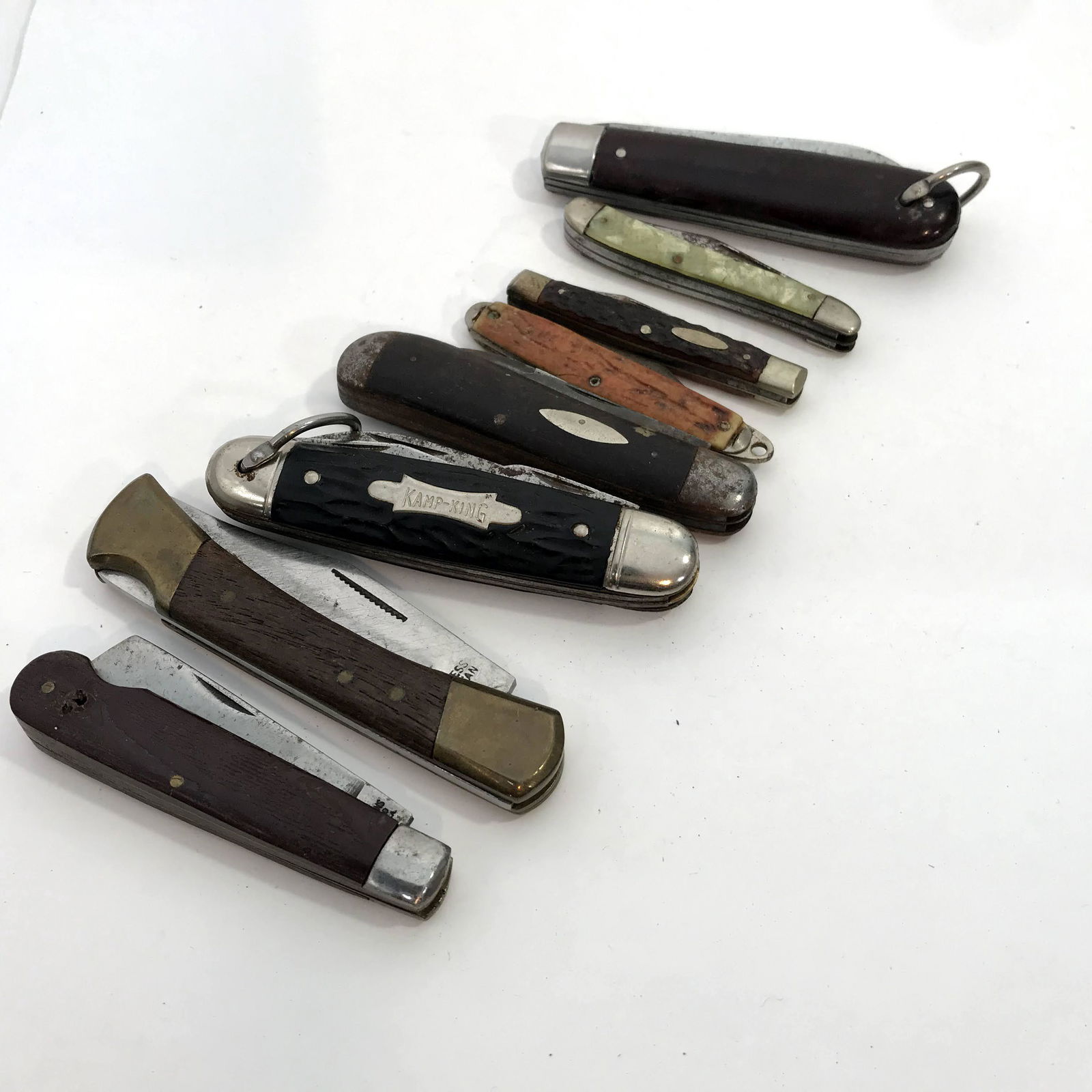 Vintage Lot Of 8 Old Pocket knives folding knifes View: Vintage Lot Of 8 Old Pocket knives folding knifes View Pics Please view all photos as they are part of the description and condition of this Item, Feel free to contact me with questions or picture req