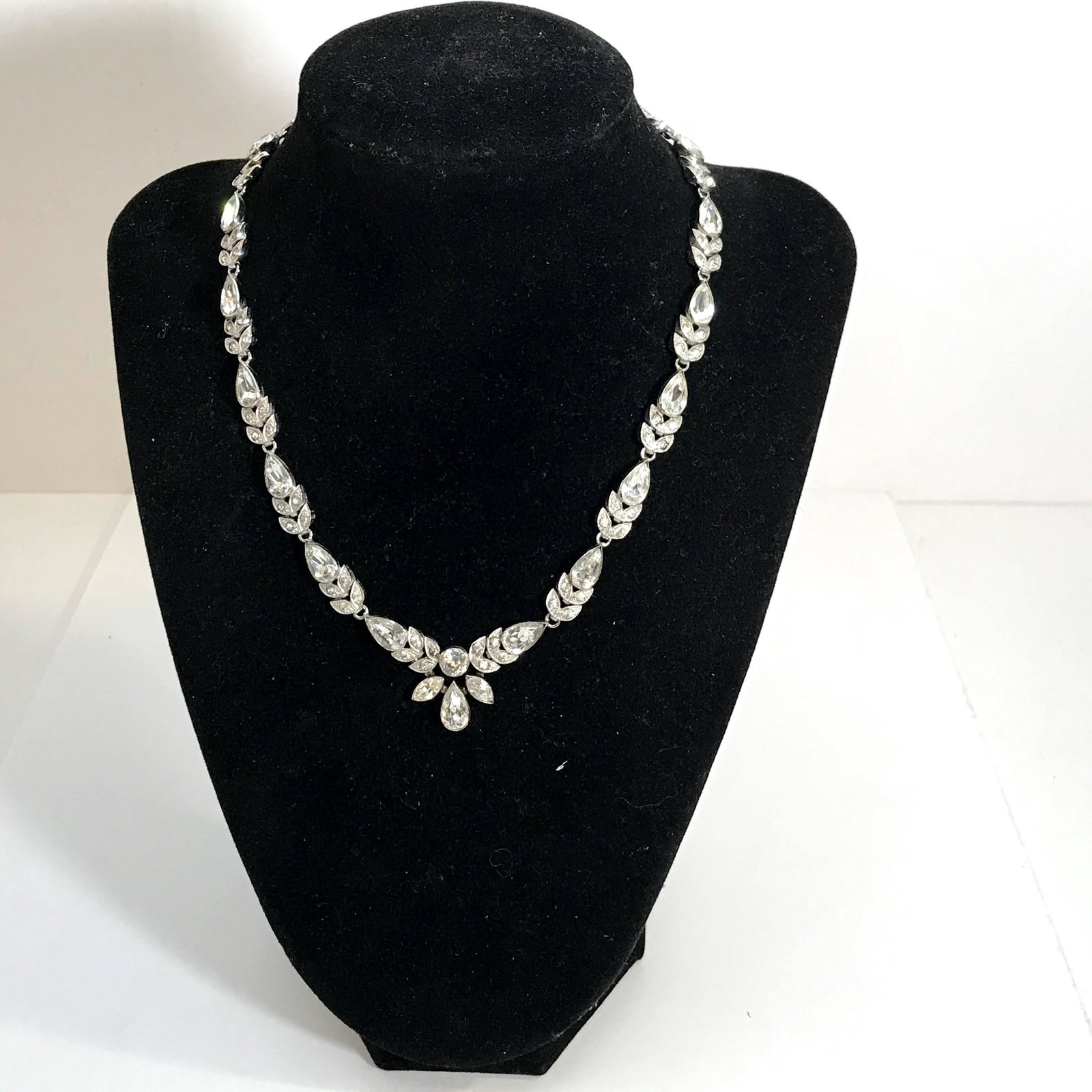 Vintage Signed EB Sterling Silver Crystal Rhinestone: Vintage Signed EB Sterling Silver Crystal Rhinestone Necklace 13" Choker Please view all photos as they are part of the description and condition of this Item, Feel free to contact me with questions o