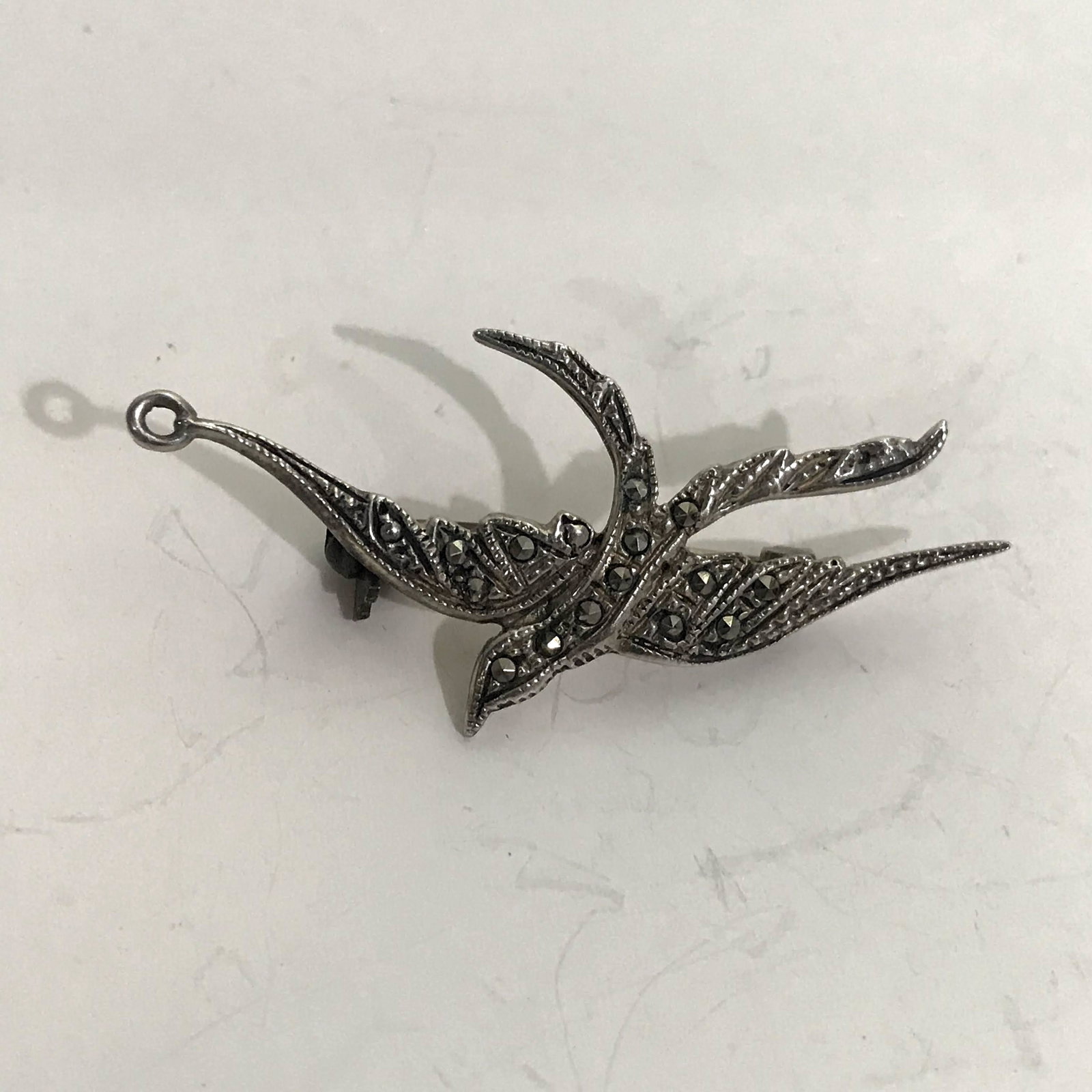 Brooch Vintage Sterling Silver Marcasite Sparrow Brooch: Brooch Vintage Sterling Silver Marcasite Sparrow Brooch Please view all photos as they are part of the description and condition of this Item, Feel free to contact me with questions or picture request