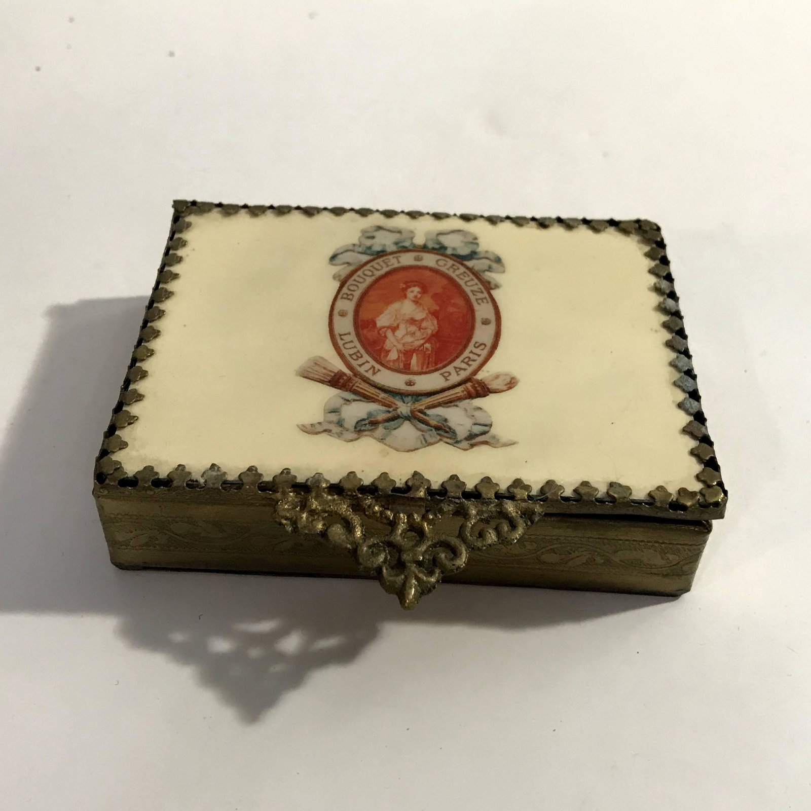 old bouquet greuze lubin paris soap lotion powder dish: old bouquet greuze lubin paris soap lotion powder dish goldtone 4" x 3" Please view all photos as they are part of the description and condition of this Item, Feel free to contact me with questions or
