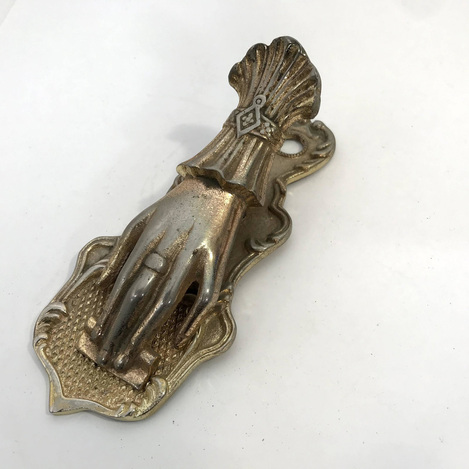 Vintage Decorative Brass Hand Letter/Paper Holder: Vintage Decorative Brass Hand Letter/Paper Holder 7" Please view all photos as they are part of the description and condition of this Item, Feel free to contact me with questions or picture requests! 