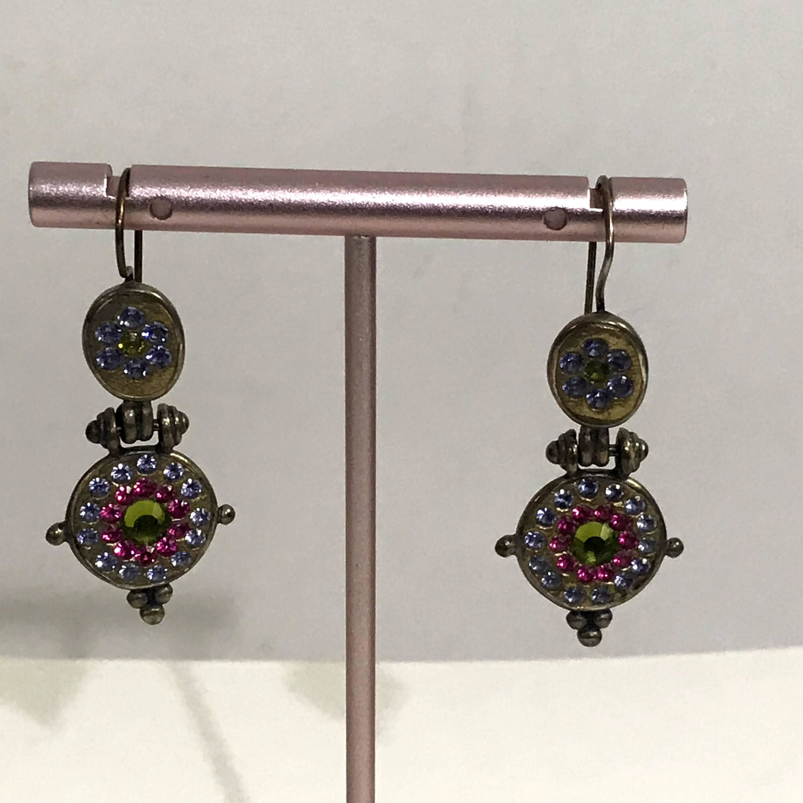 Vintage Sterling Silver Colorful Marcasite Earrings: Vintage Sterling Silver Colorful Marcasite Earrings Please view all photos as they are part of the description and condition of this Item, Feel free to contact me with questions or picture requests!.U