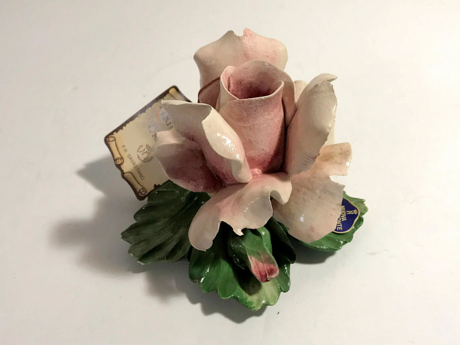 Nuova Capodimonte Porcelain Pink Rose/flowers and (1 of 6)