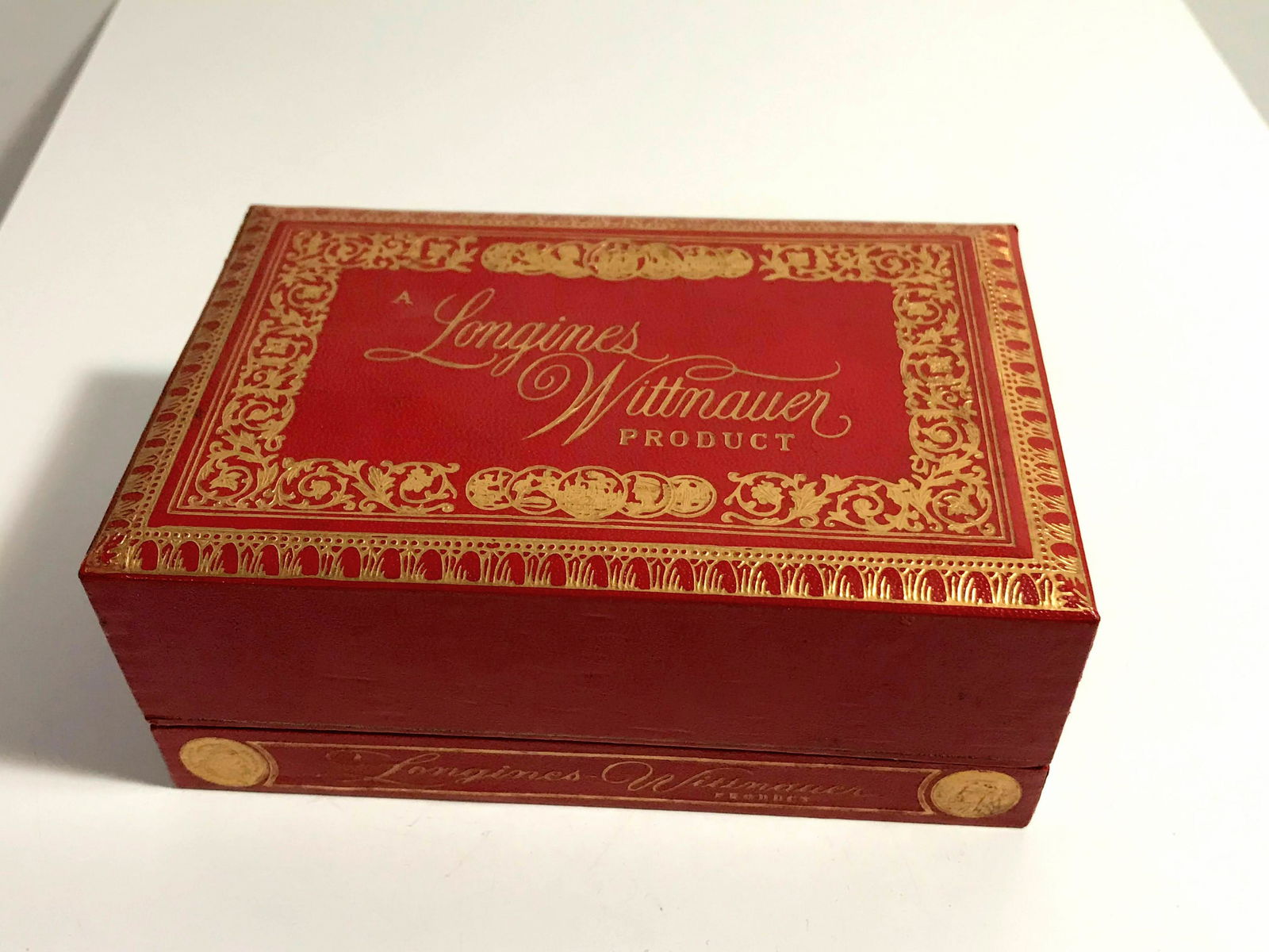 Vintage LONGINES WITTNAUER Red Watch Box (Box Only) (1 of 5)