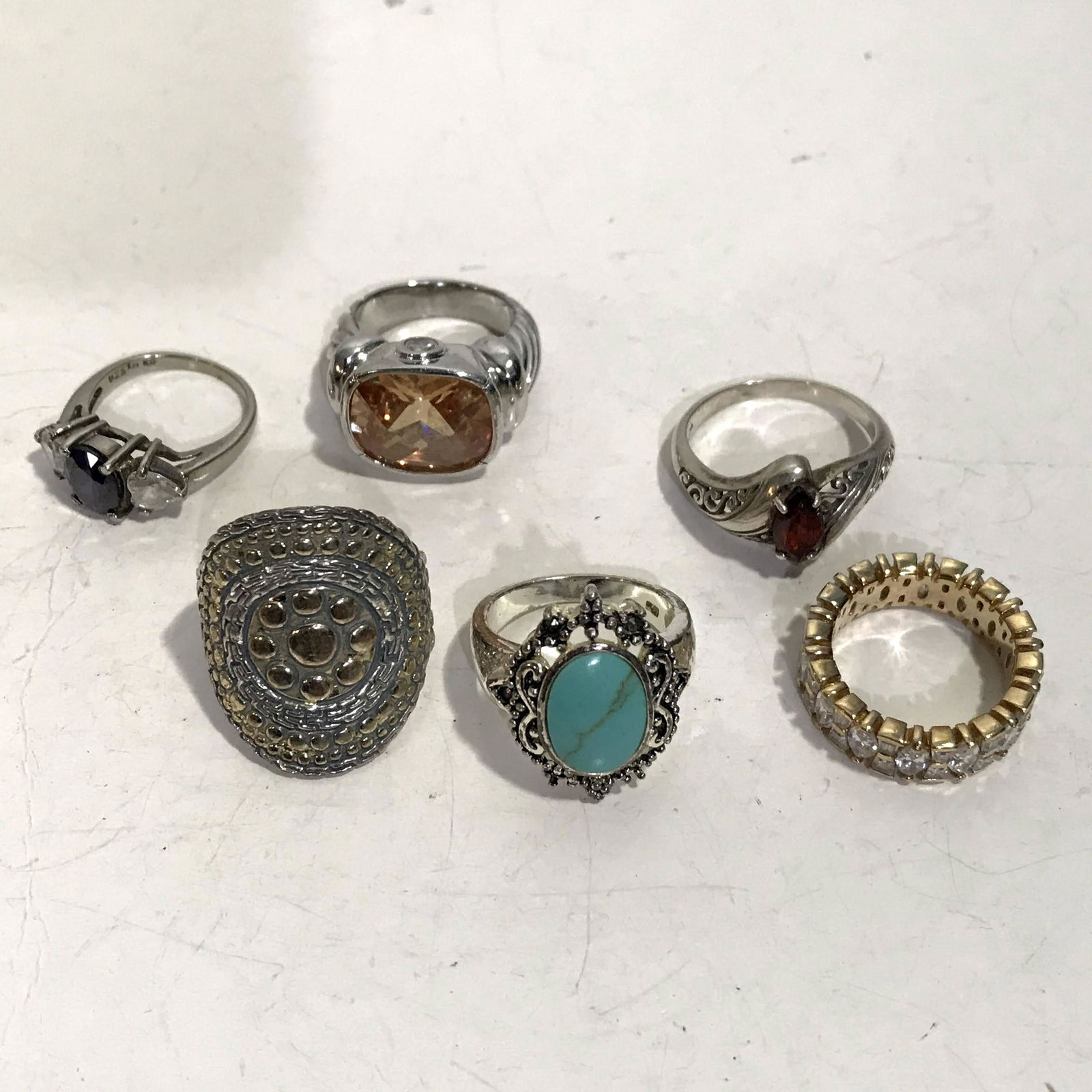 Lot of six Sterling .925 silver rings (1 of 4)